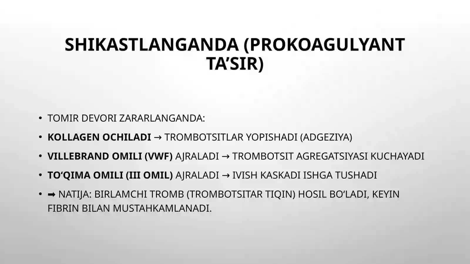 Qon ivish tizimida qon tomir ahamiyati. Vazopatiyalar laborator diagnostikasi. 4