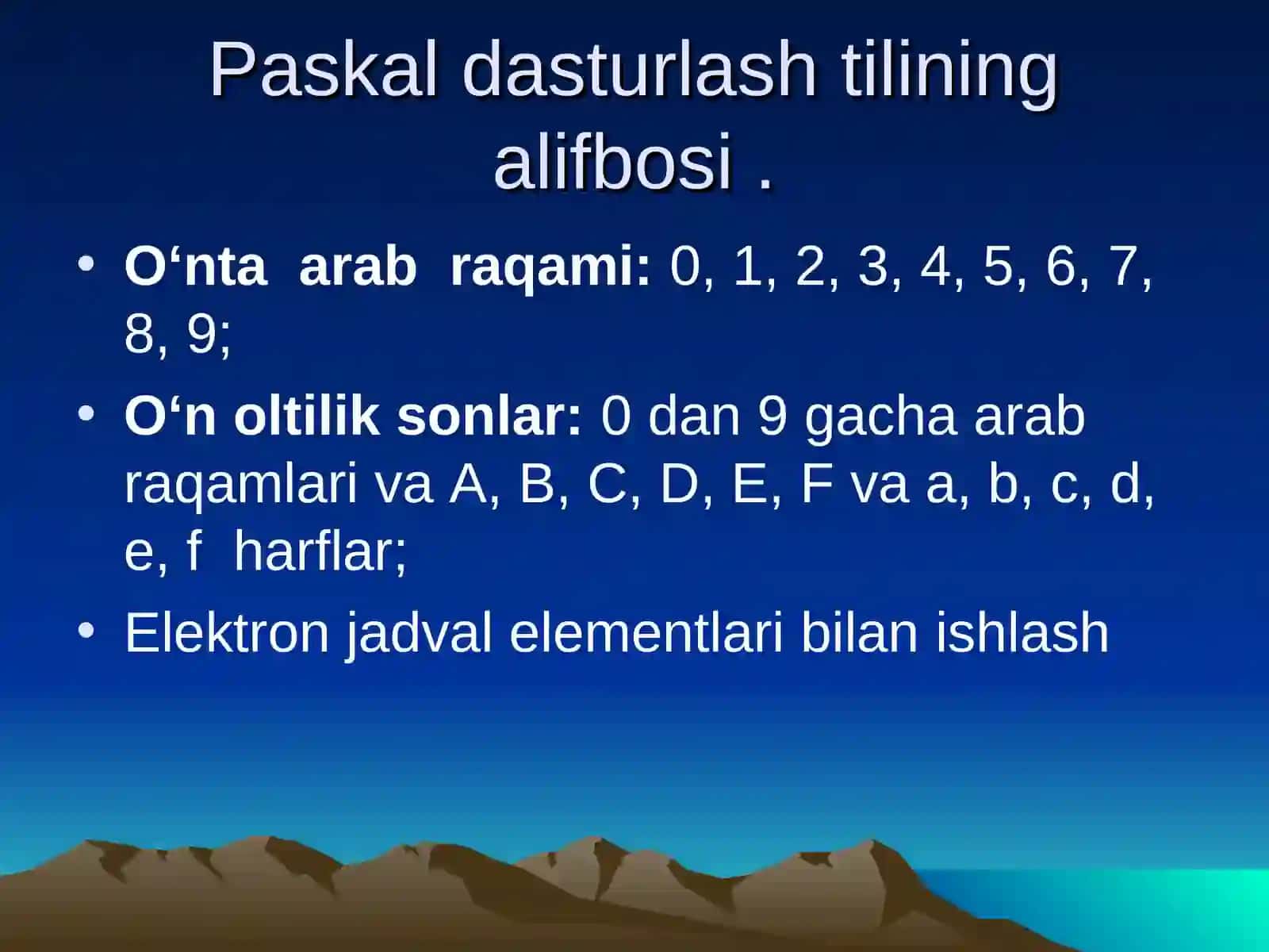 Paskal Dasturlash Tili Alifbosi va Tuzilishi Slaydi 4