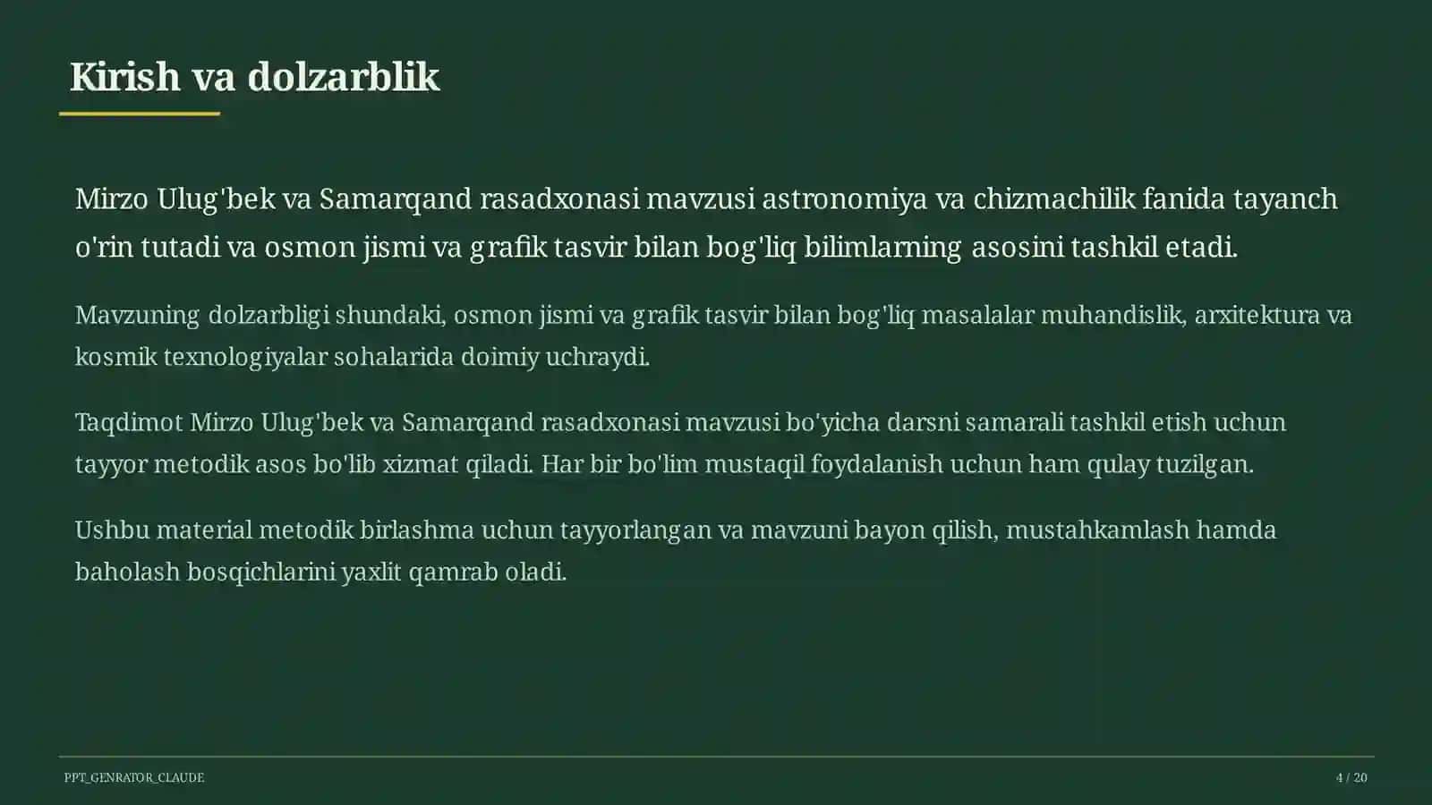 Mirzo Ulug'bek va Samarqand rasadxonasi (10-sinf) 4