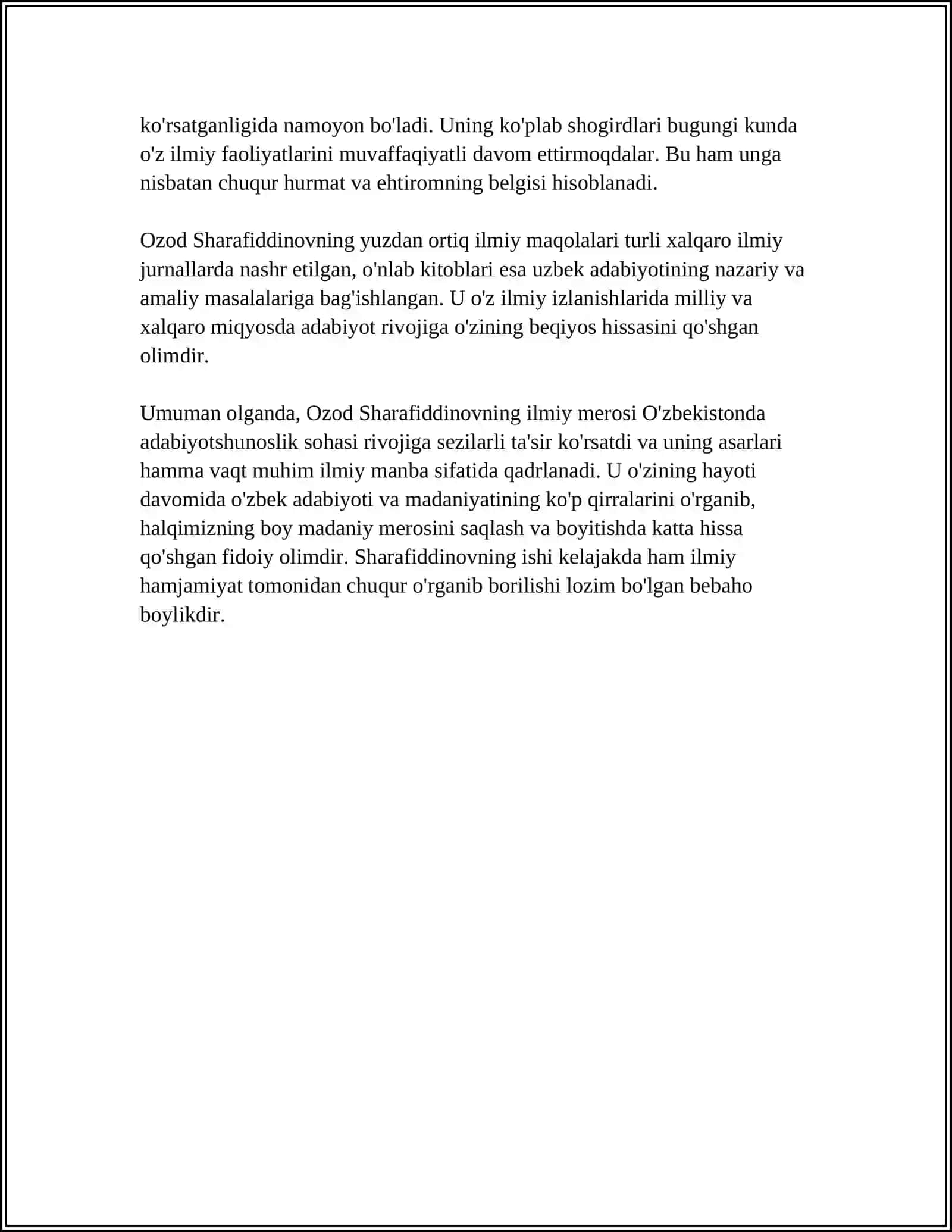 OZOD SHARAFIDDINOVNING SAYLANMA MAQOLALAR TOʻPLAMI HAQIDA 4