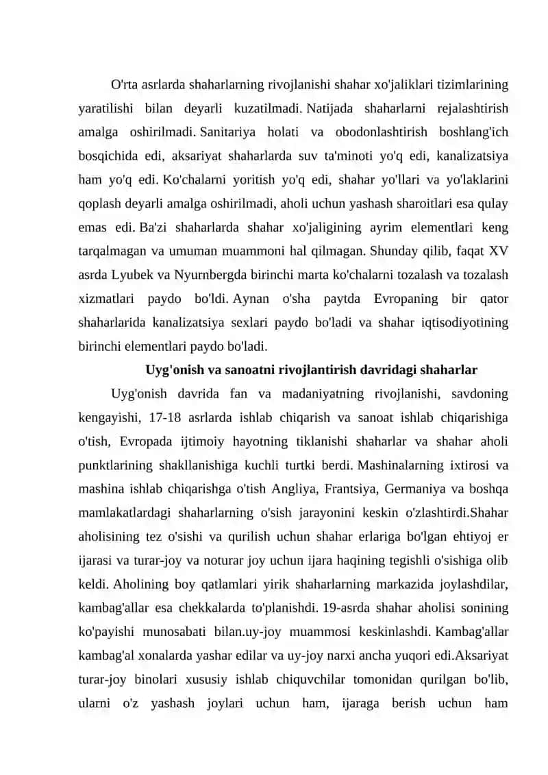 Shaharlarning vujudga kelishi va ularning davlatlarni tashkil topishdagi o’rni 4