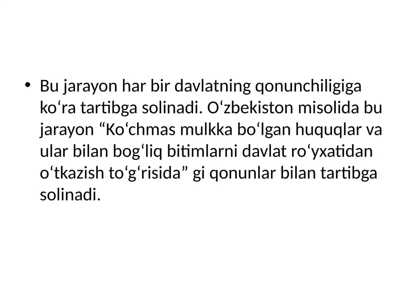 Ko‘chmas mulkka bo‘lgan huquqning davlat ro‘yxatidan o‘tkazilishi 4