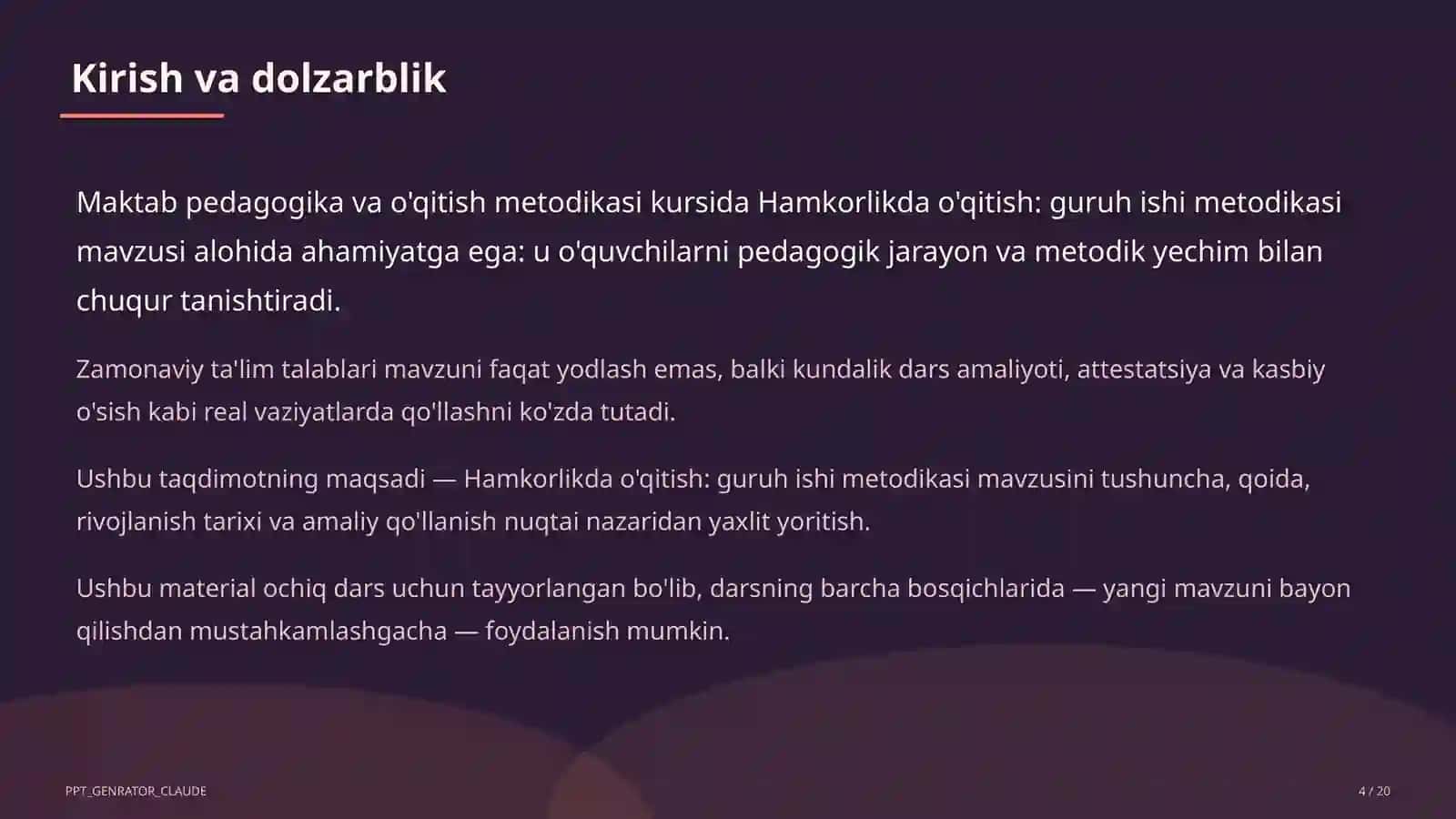 Hamkorlikda o'qitish: guruh ishi metodikasi 4