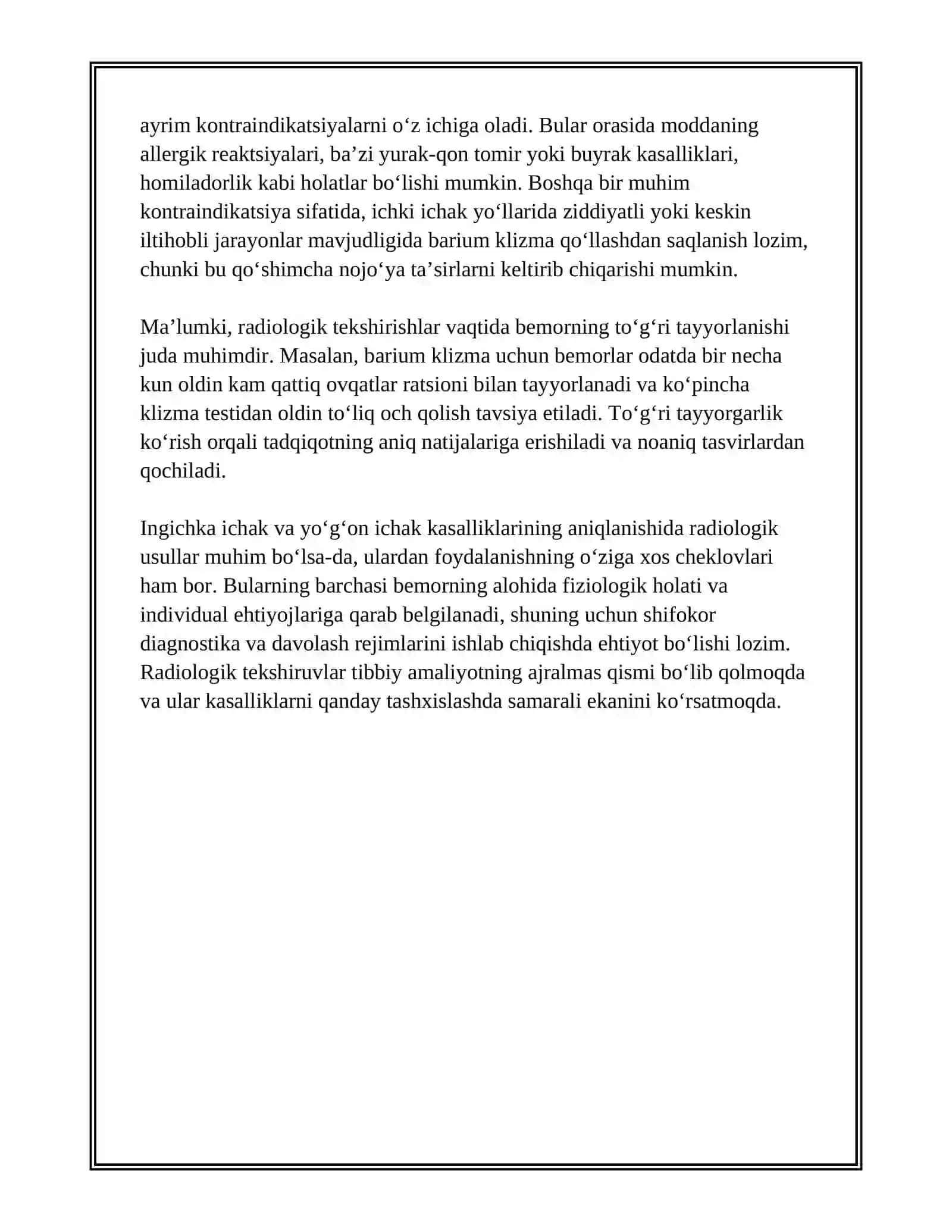 INGICHKA ICHAK VA YOʻGʻON ICHAK KASALLIKLARINI RADIOLOGIK TEKSHIRISH USULLARI 4