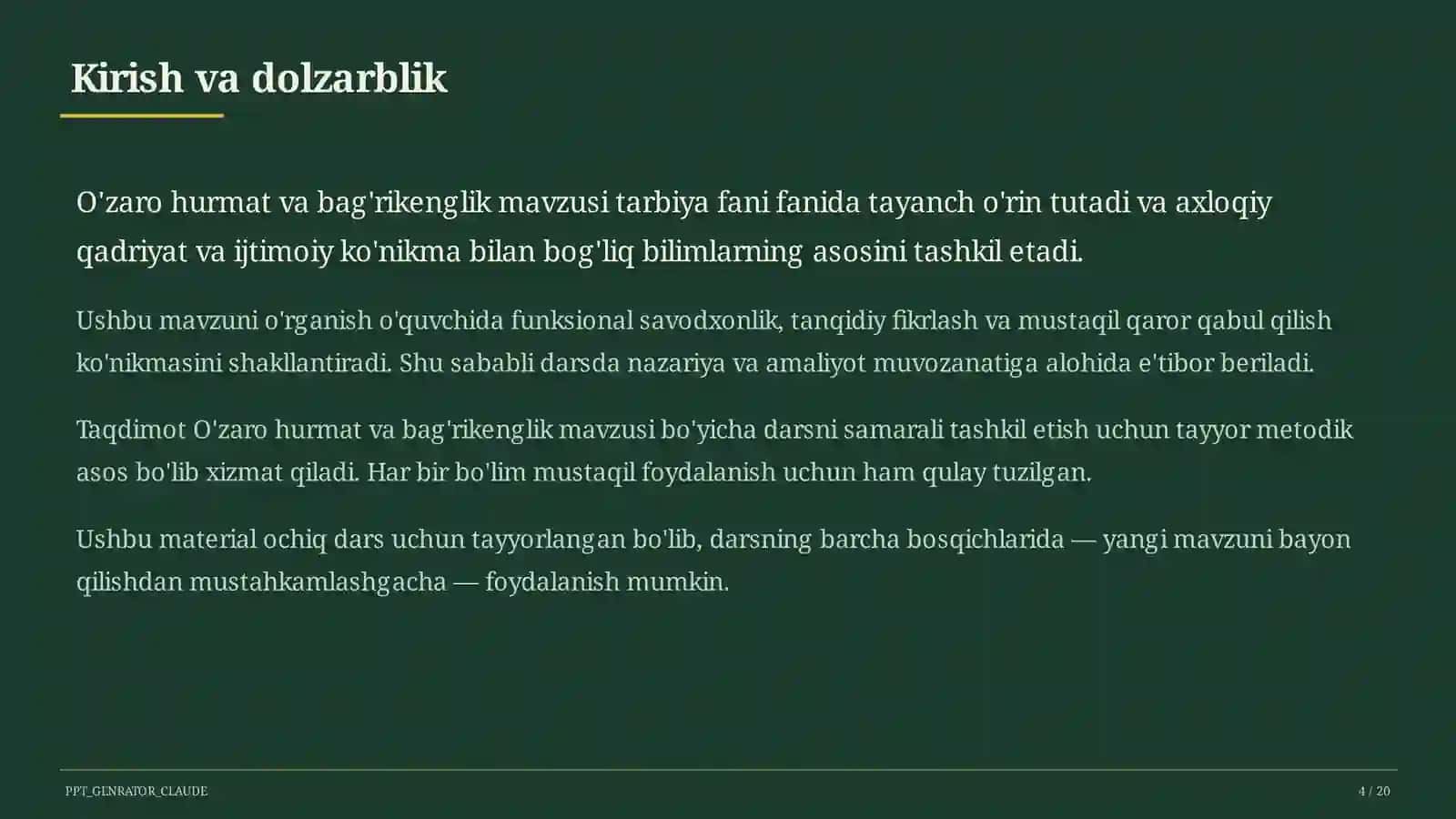 O'zaro hurmat va bag'rikenglik (7-sinf) 4