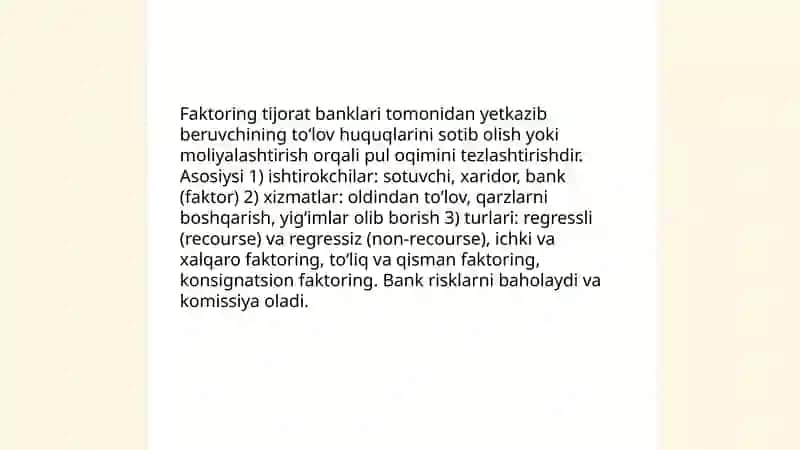 Tijorat banklarining lizing va faktoring operatsiyalari 4