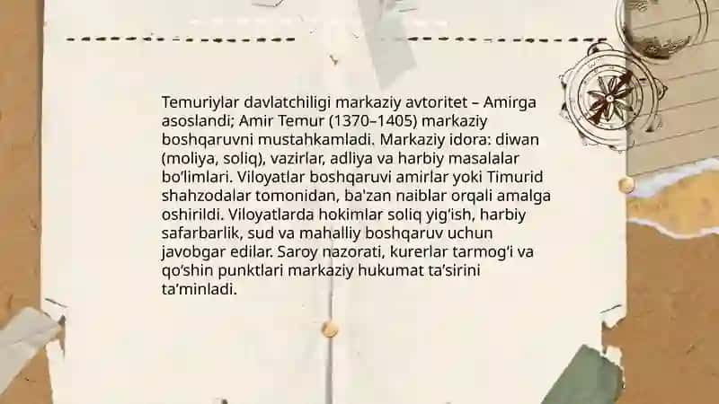 Amir Temur davri davlatchiligi 4