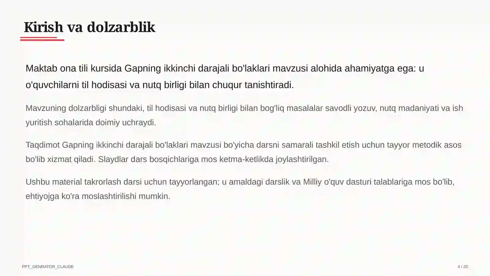 Gapning ikkinchi darajali bo'laklari (8-sinf) 4