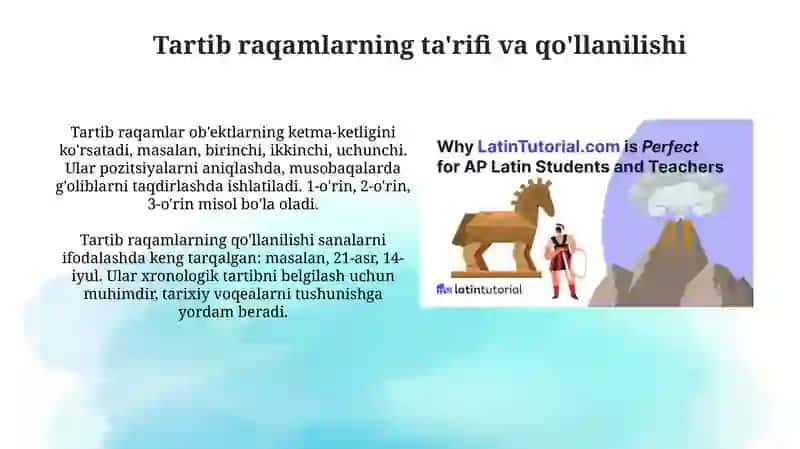 Sonlar tartib vasanoqson, lotin va grek old qo’shichalari 4