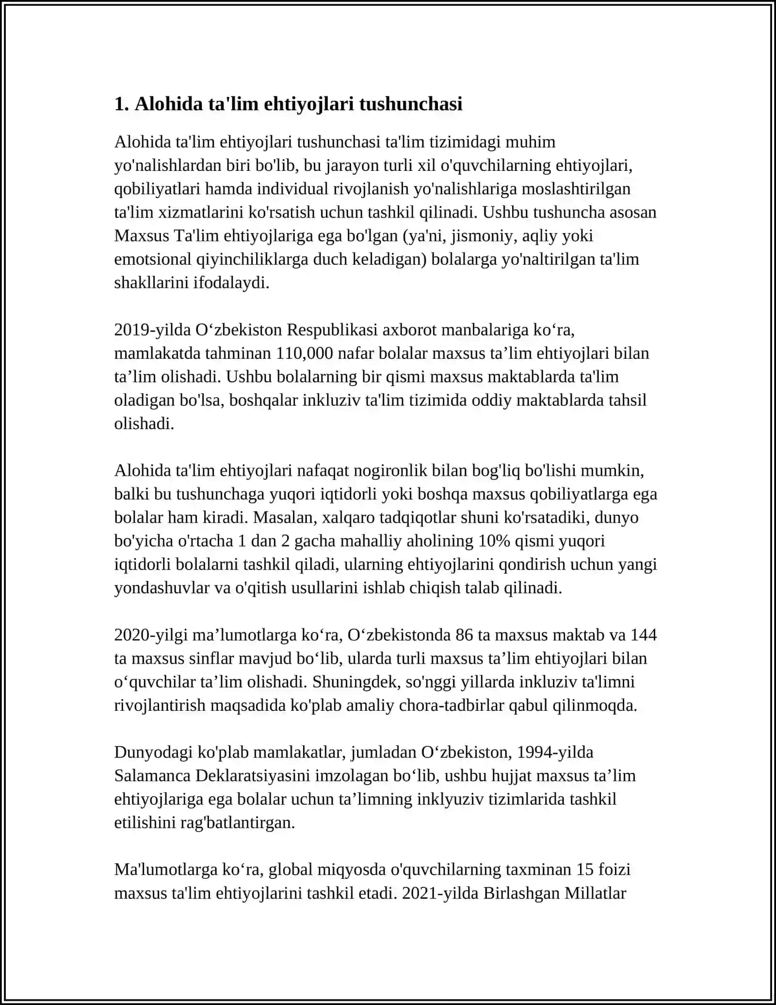 ALOHIDA TA'LIM EHTIYOTLARIGA EGA SHAXSLARNI INKLYUZIV TA'LIM KONSEPSIYASINING MOHIYATI VA ASOSIY QOIDALARI 4