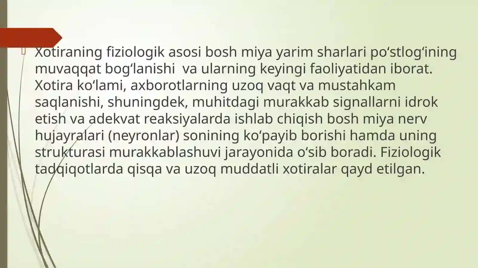XOTIRA HAQIDA TUSHUNCHA VA UNING NERV - FIZIOLOGIK XUXUSIYATLARI 4