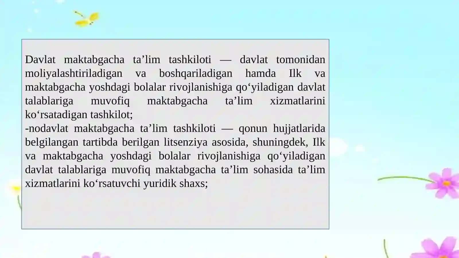 Bolalar gada davlat va nodavlat maktabgacha tashkilotlarida ta'lim-tarbiya berish 4