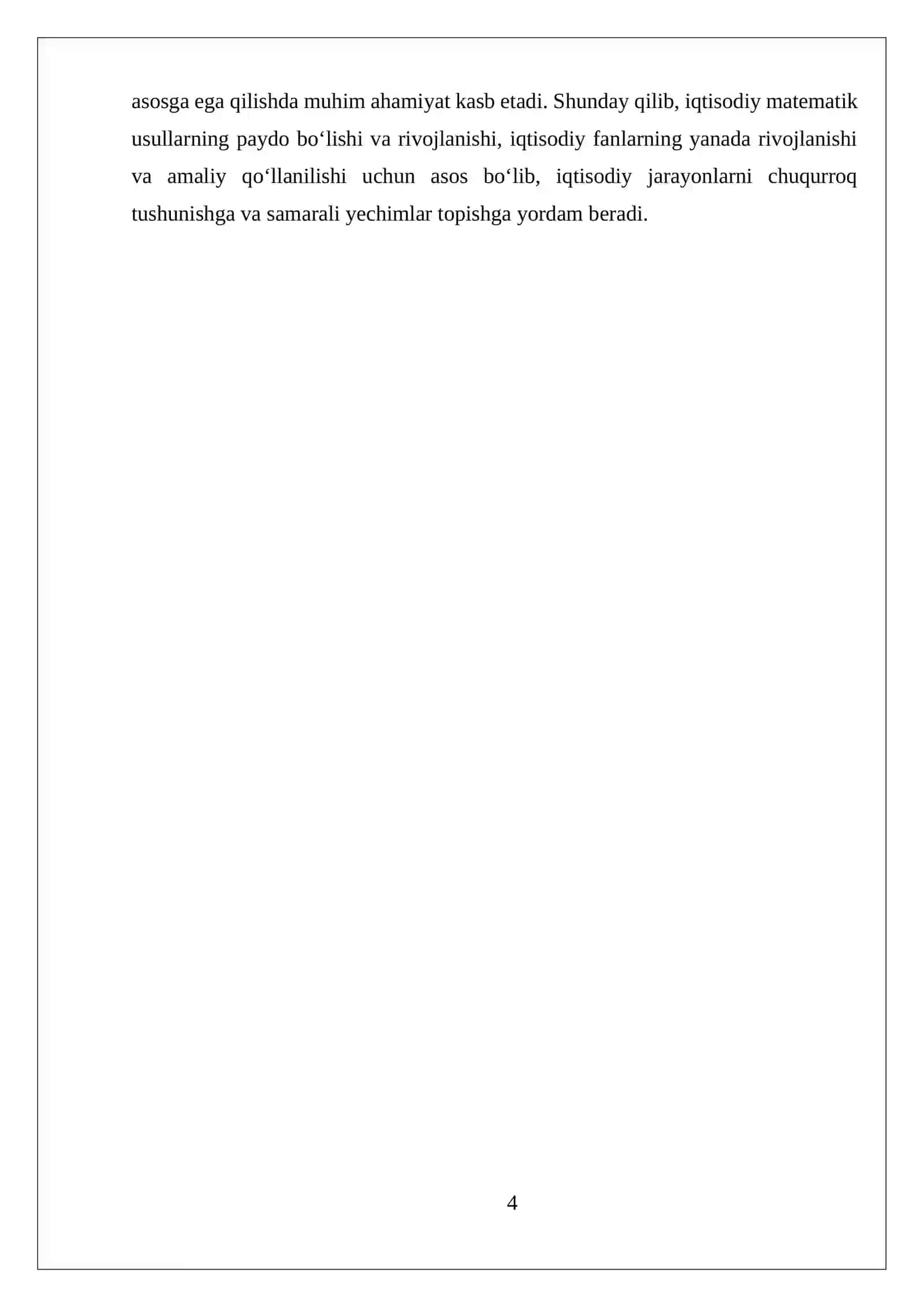 MUSTAQIL ISH IQTISODIYOT MASALALARINI YECHISHDA IQDISODIY MATEMATIK USULLARNING PAYDO BOʻLISHI VA RIVOJLANISH 4