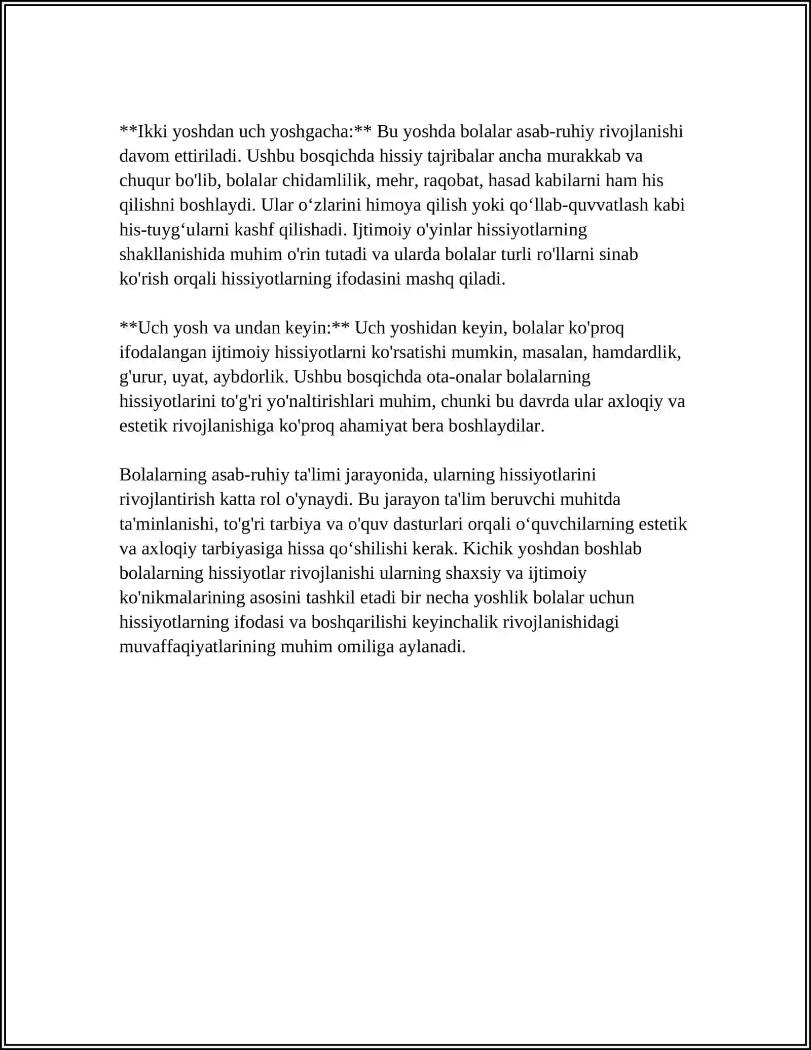 YOSH BOLALARNING ASAB-RUHIY TA'LIMINING ELEMENTLARI (HISSIYOTLARNING RIVOJLANISHI, ESTETIK, AXLOQIY) 4