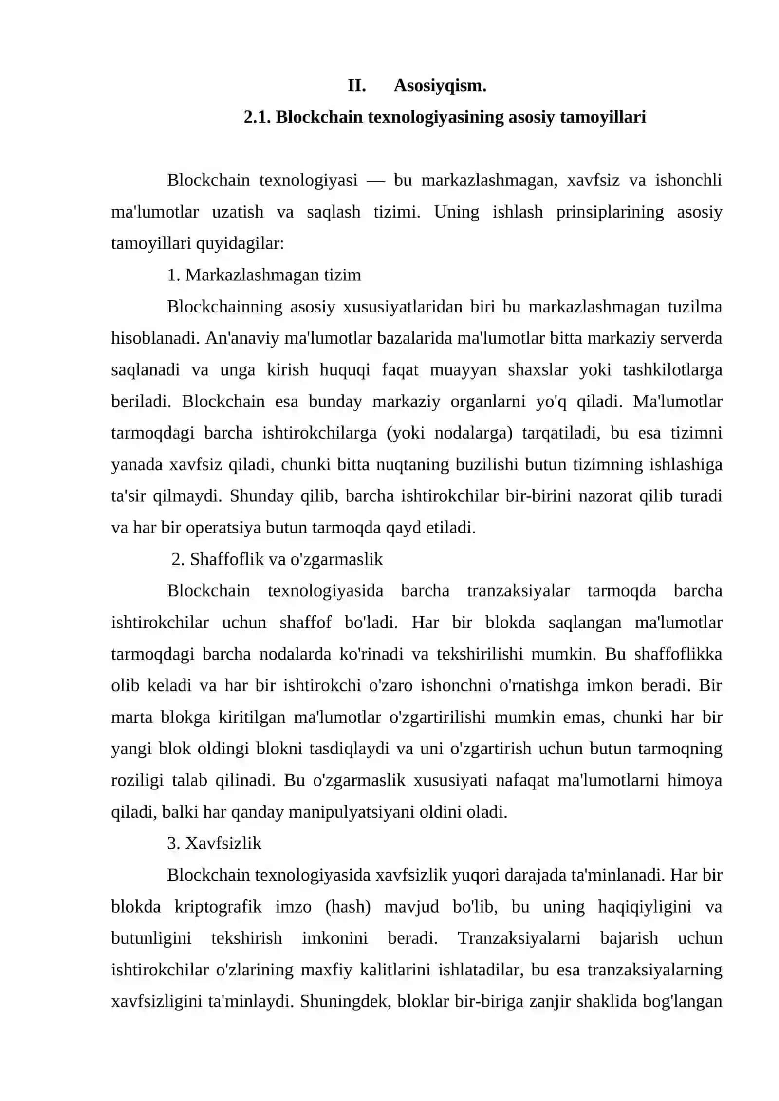 Blockchaining maqsadi, ma'lumotlar bazasi bilan bog'lanishi va ma'lumutlar bazasi blockchainiga qo'llanish 4