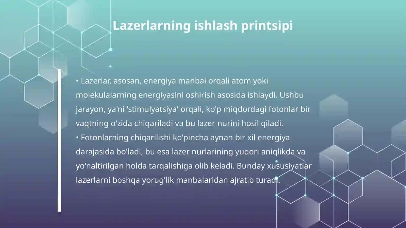 Lazerlar ishlash printsipi va axborot uzatishdagi qoʻllanilishi 4