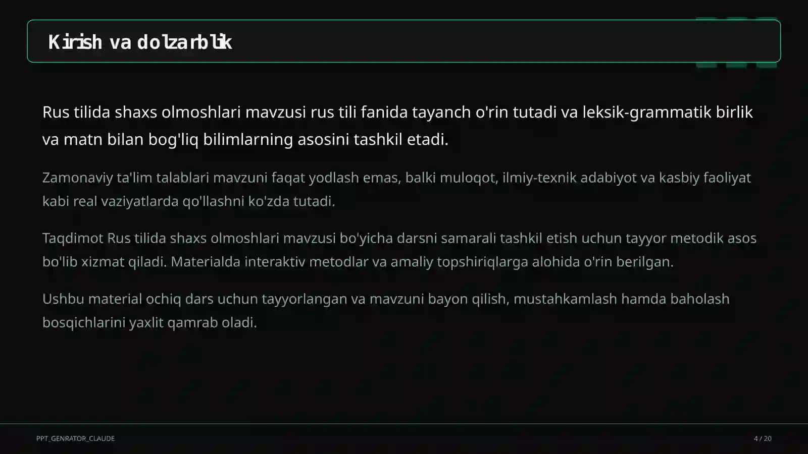 Rus tilida shaxs olmoshlari (5-sinf) 4