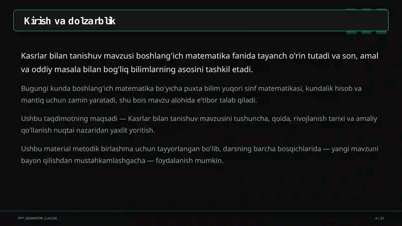 Kasrlar bilan tanishuv (4-sinf) 4