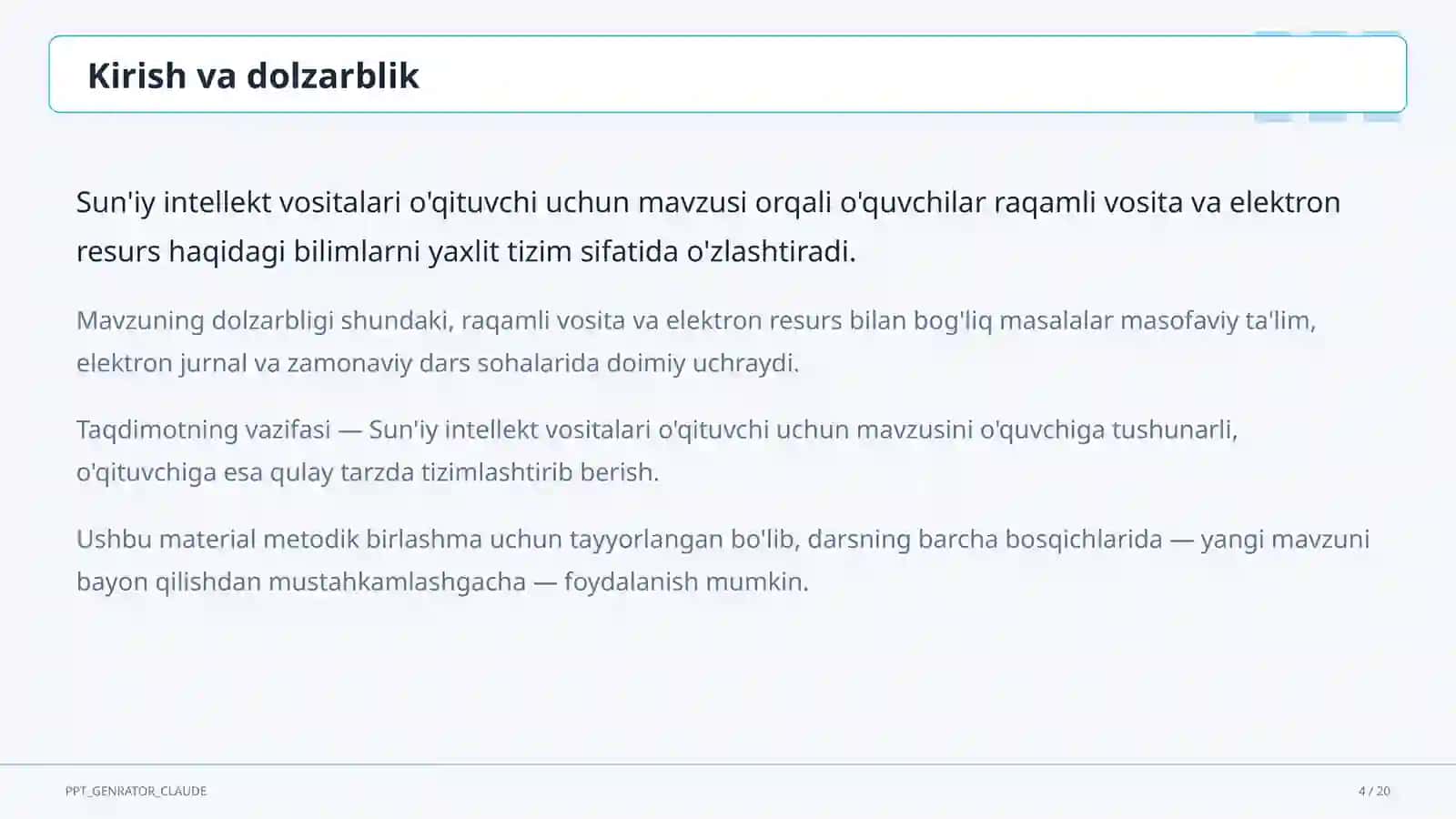 Sun'iy intellekt vositalari o'qituvchi uchun 4