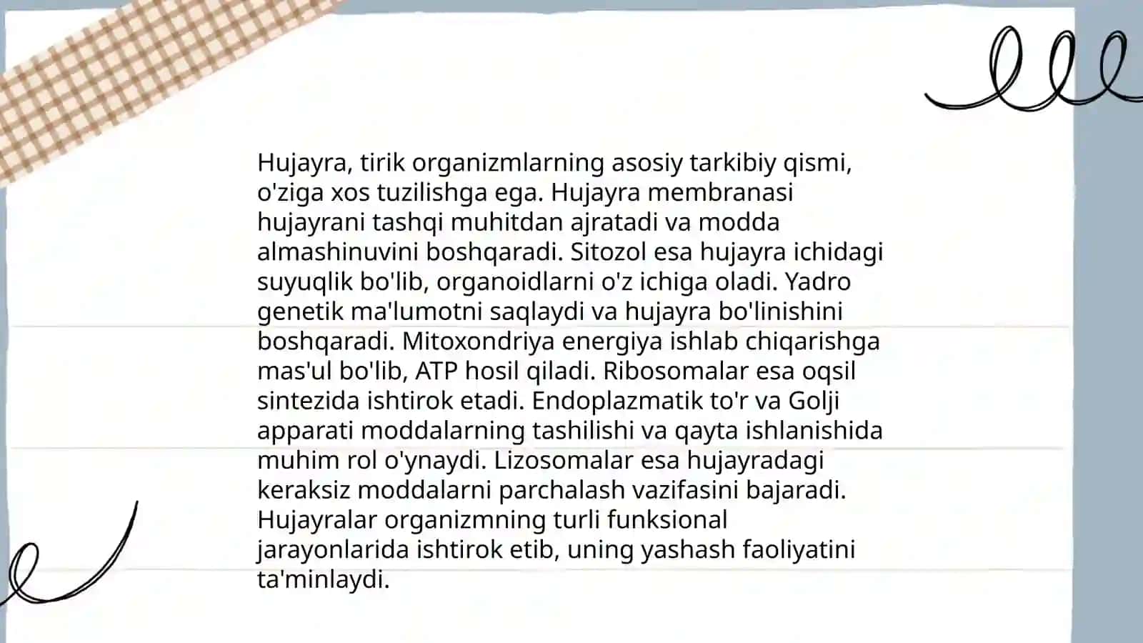 Odam anatomiyasi va fiziologiyasi fani haqida tushuncha.Modda va energiya almashinuvi tushunchasi 4
