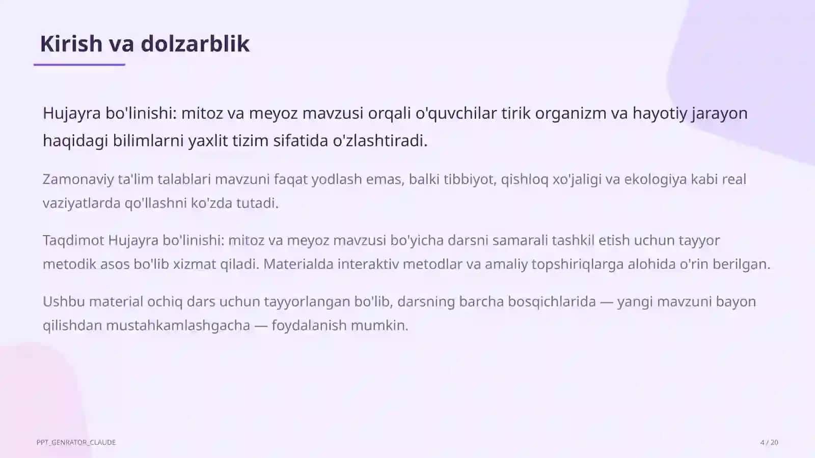 Hujayra bo'linishi: mitoz va meyoz (9-sinf) 4
