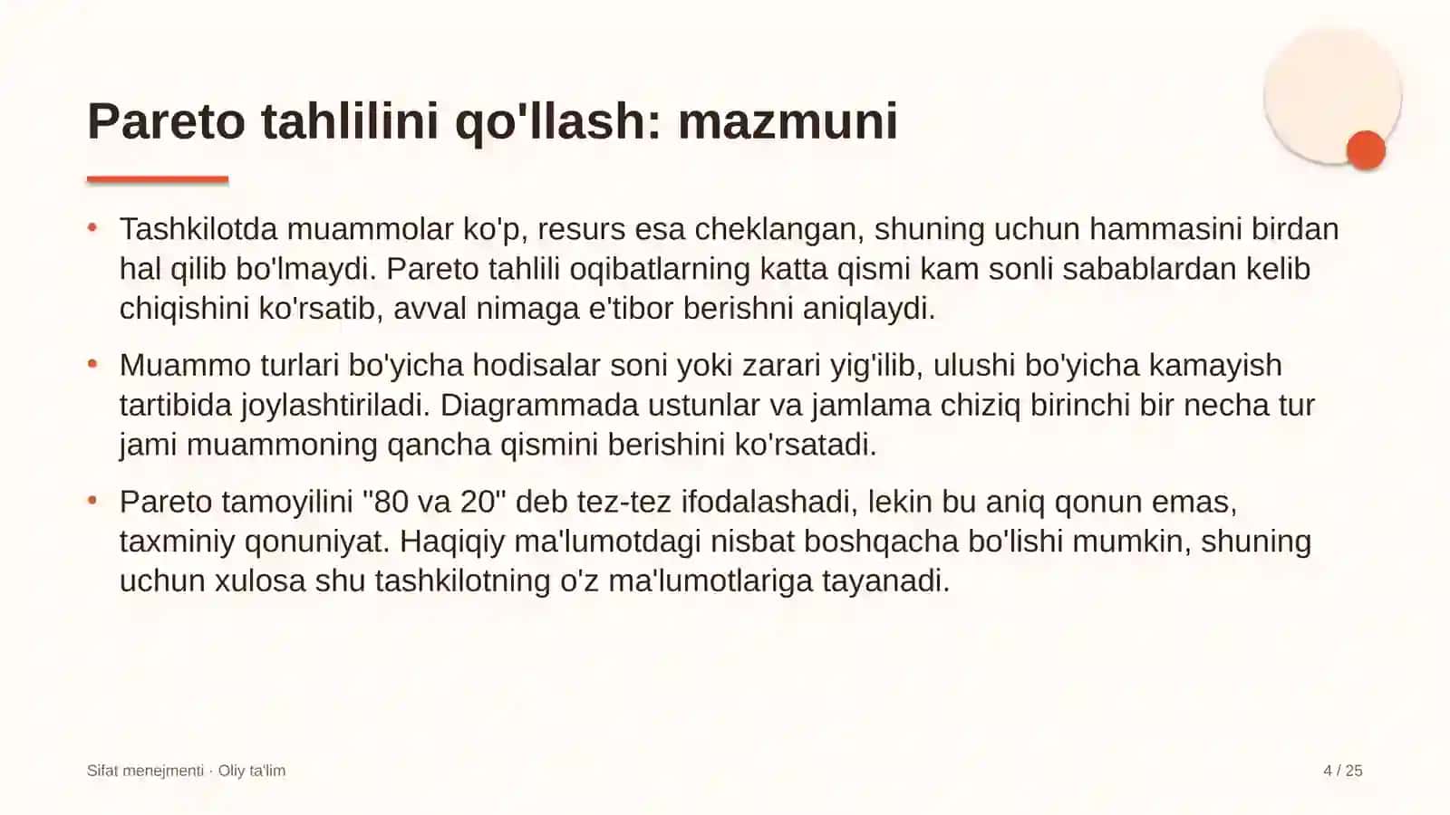 marketing agentliklarida pareto tahlilini qo'llash 5543 4