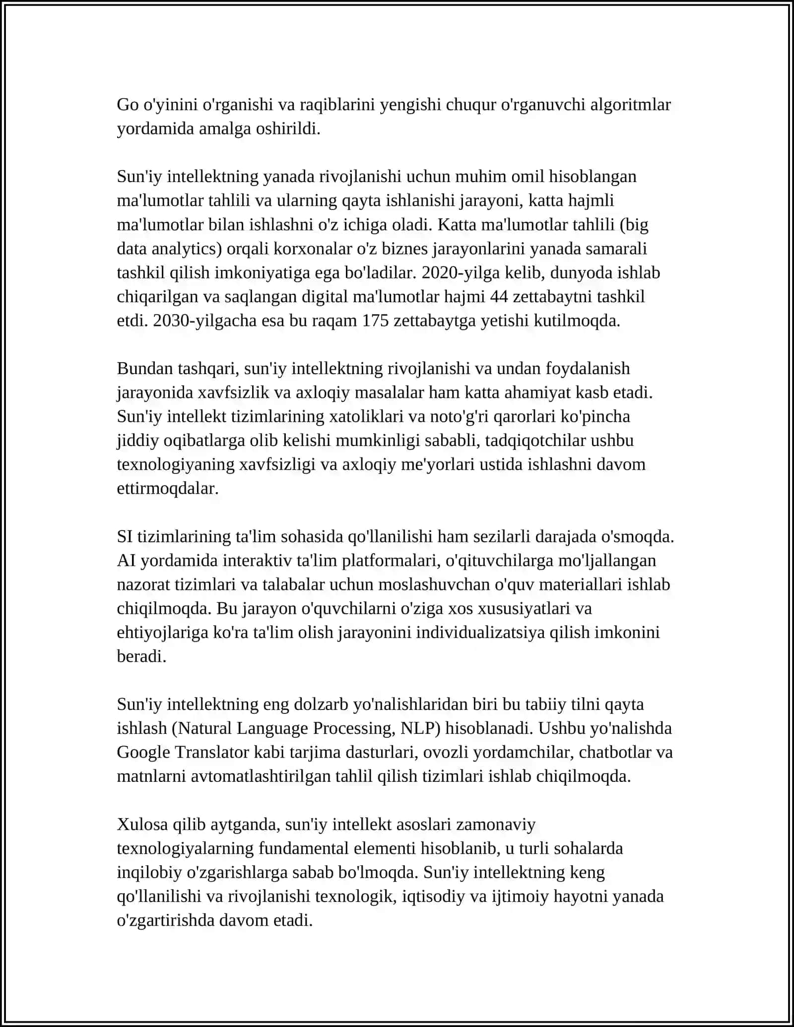 INFORMATIKA VA SUNIY INTILEKT MUOMASI 4