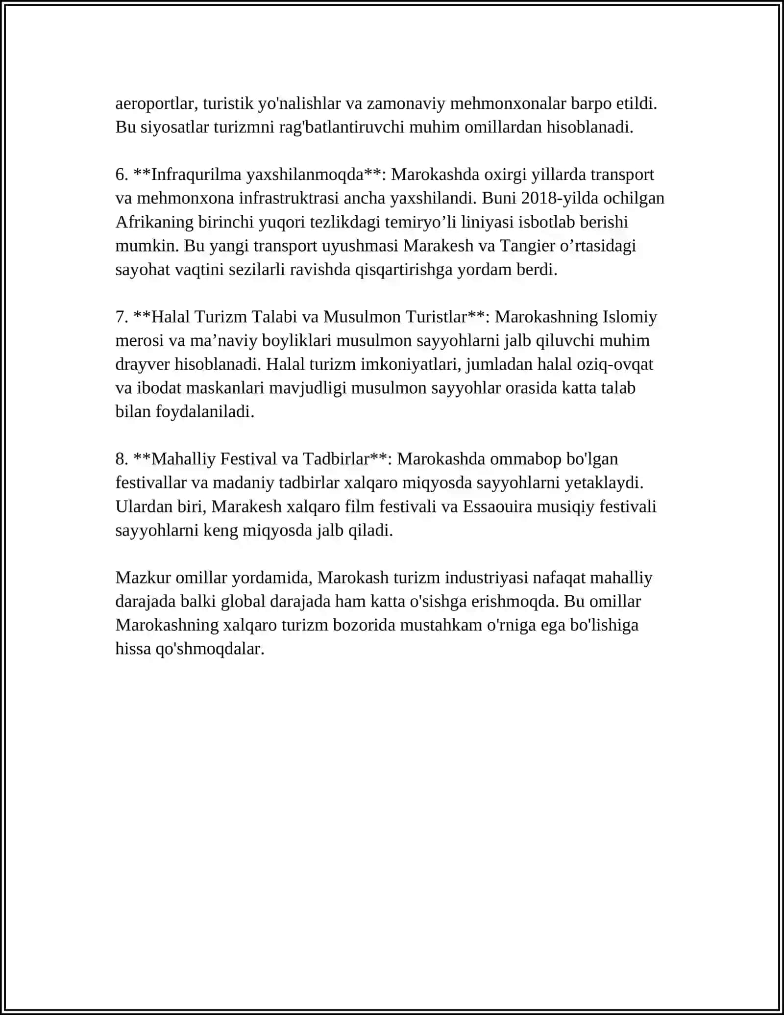 MAROKASHDA TURIZM RIVOJLANISHINING OMILLARI VA SHART SHAROITLARI 4