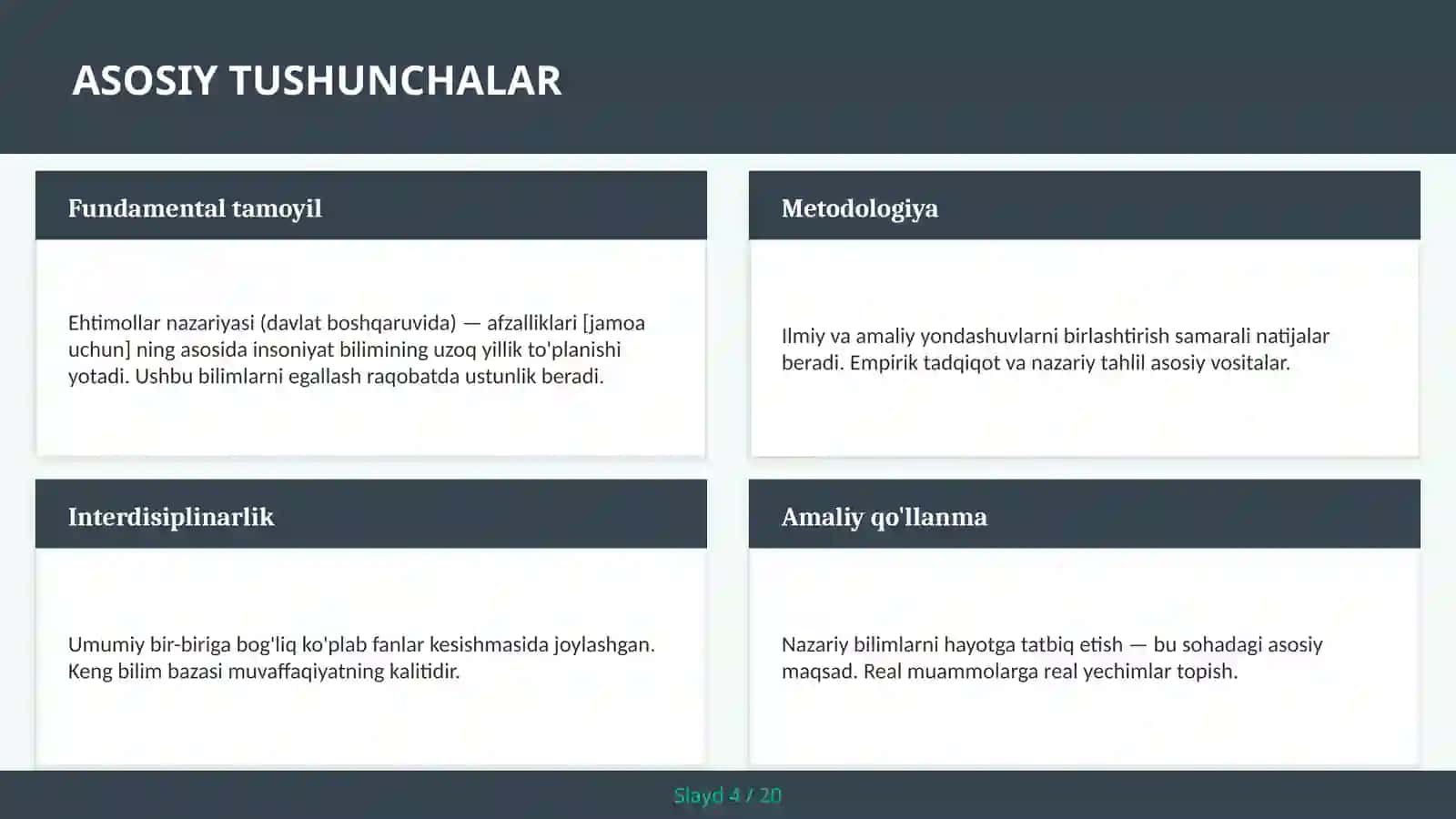 Ehtimollar nazariyasi (davlat boshqaruvida) — afzalliklari [jamoa uchun] 4
