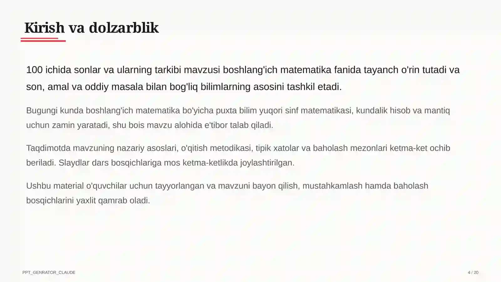 100 ichida sonlar va ularning tarkibi (2-sinf) 4