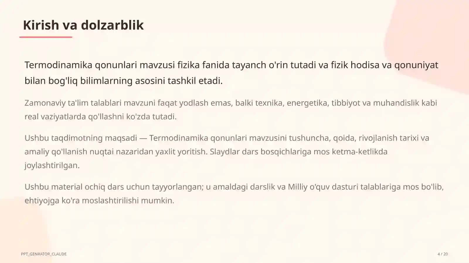 Termodinamika qonunlari (10-sinf) 4