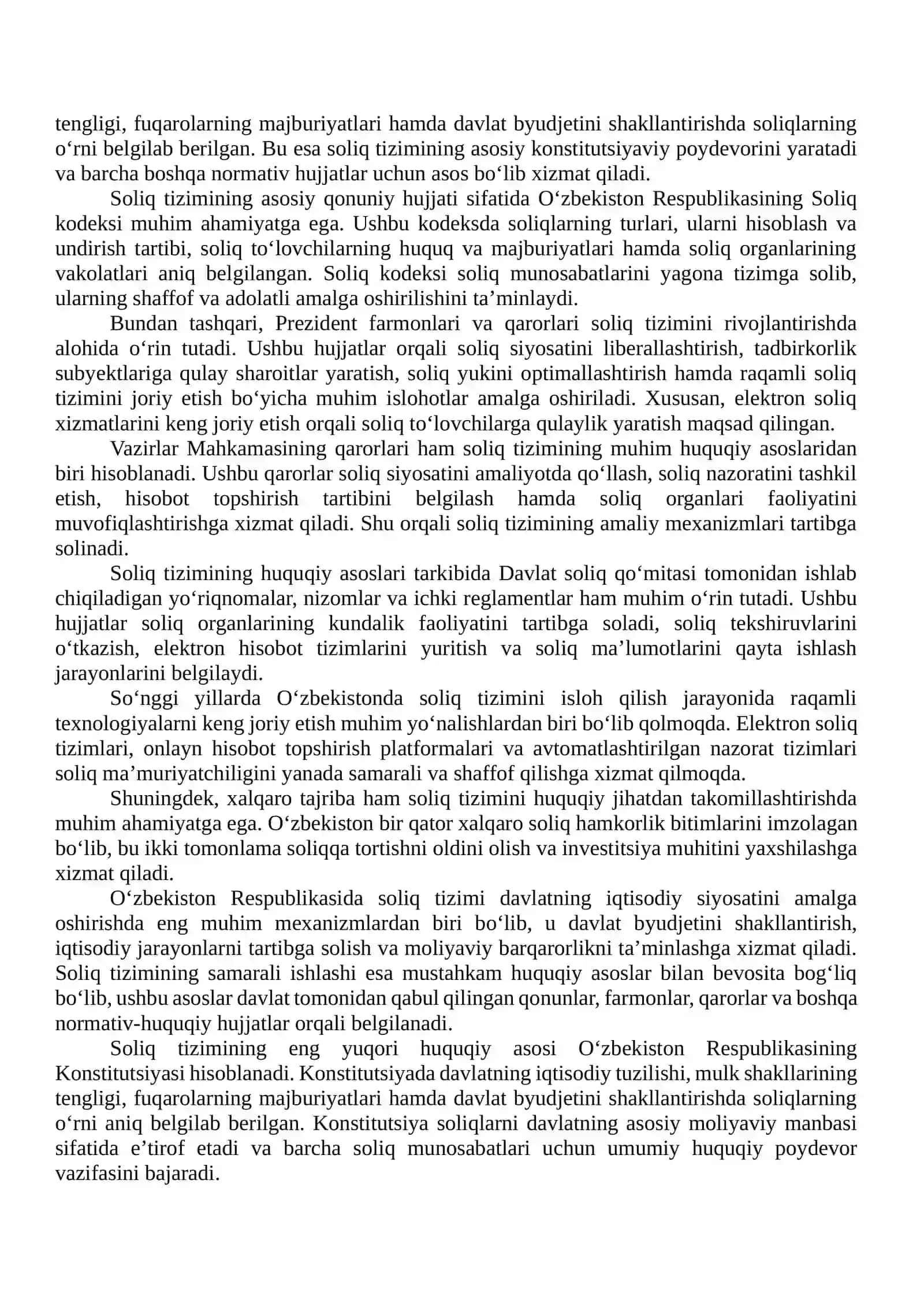Soliq organlarini tashkil etishdagi me’yoriy-huquqiy hujjatlar va ularning mazmun-mohiyati 4