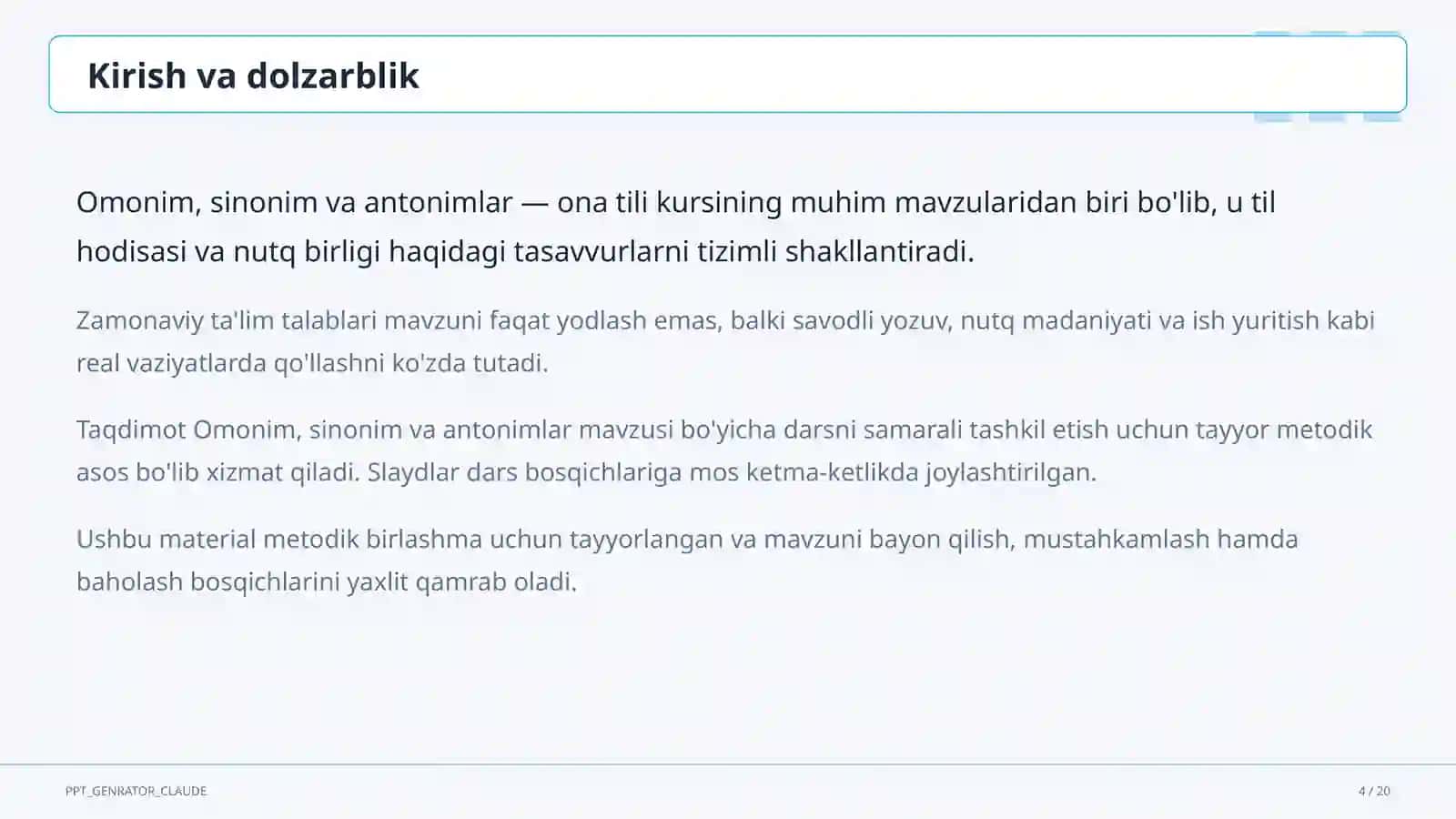 Omonim, sinonim va antonimlar (5-sinf) 4