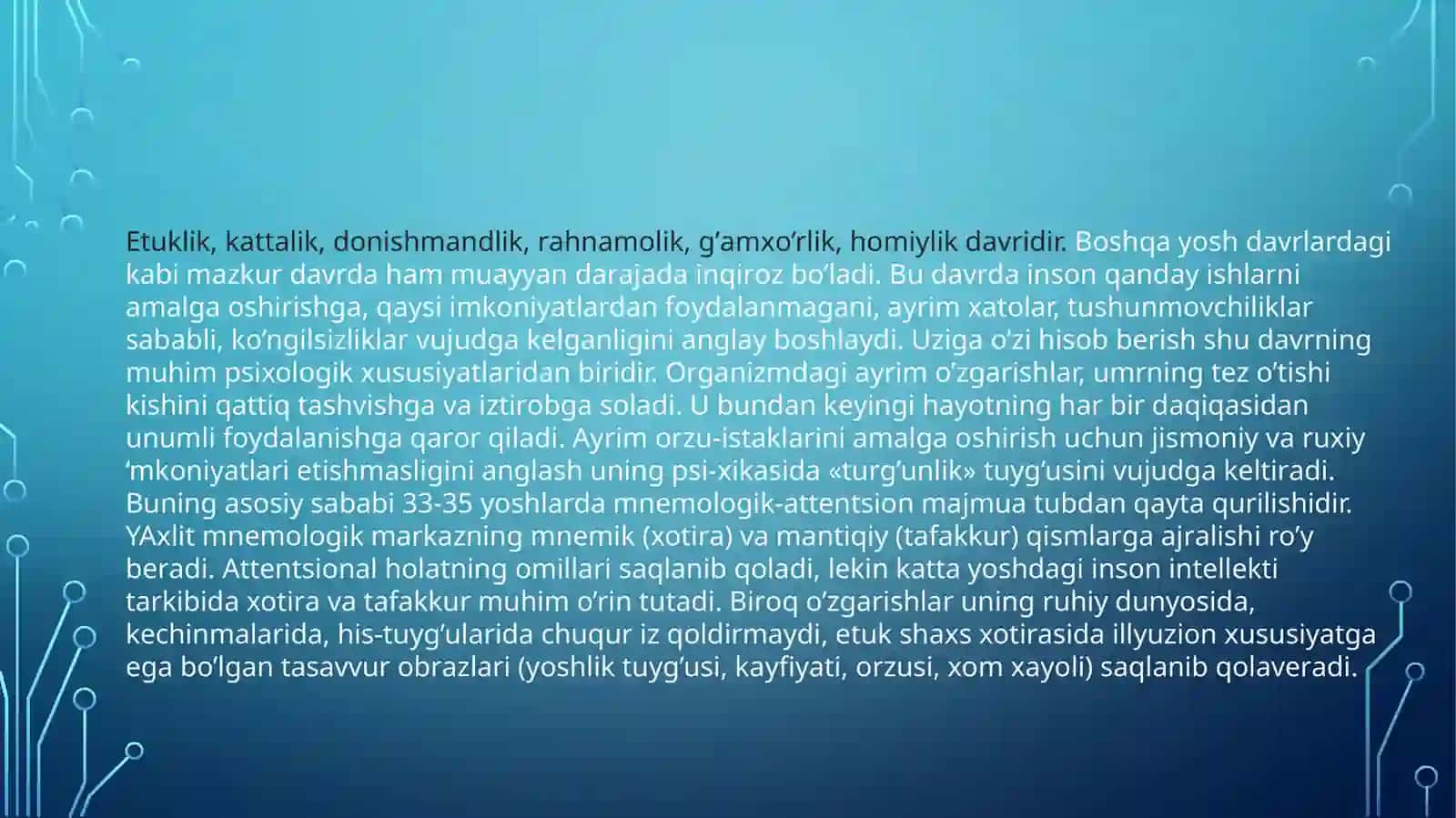 Yetuklikning Umum Psixologik Tavsifnomasi 4
