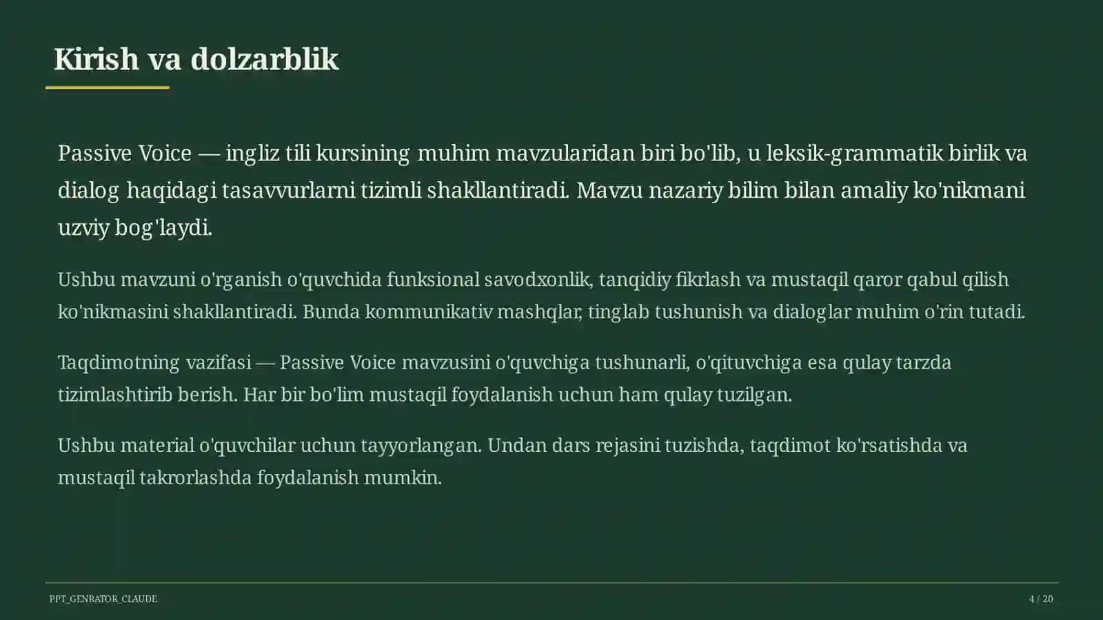 Passive Voice (9-sinf) 4