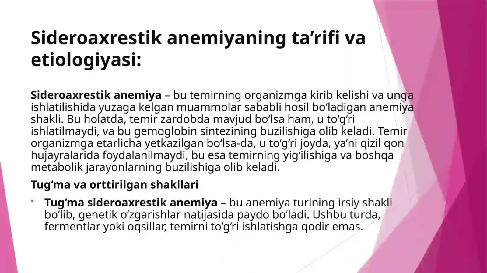 Sideroaxrestik anemiya 4