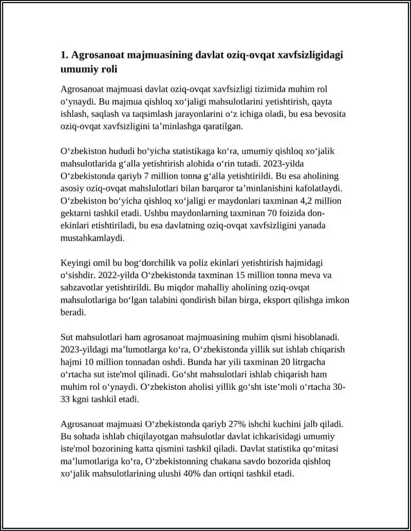 AGROSANOAT MAJMUASINING DAVLAT OZIQ-OVQAT XAVFSIZLIGI MUAMMOSINI HAL ETISHDAGI AHAMIYATI 4