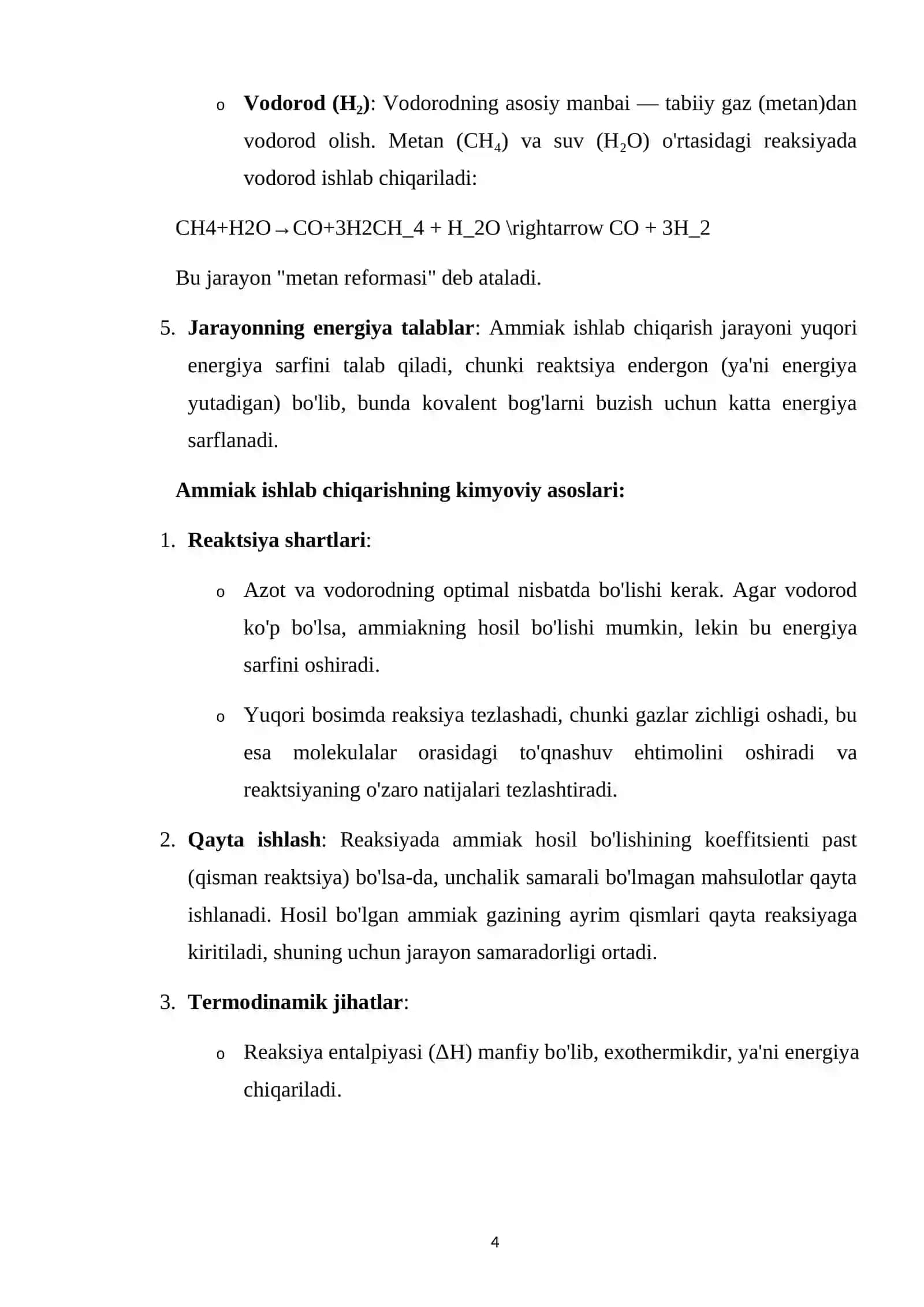 Ammiak ishlab chiqarishning kimyoviy asoslari 4