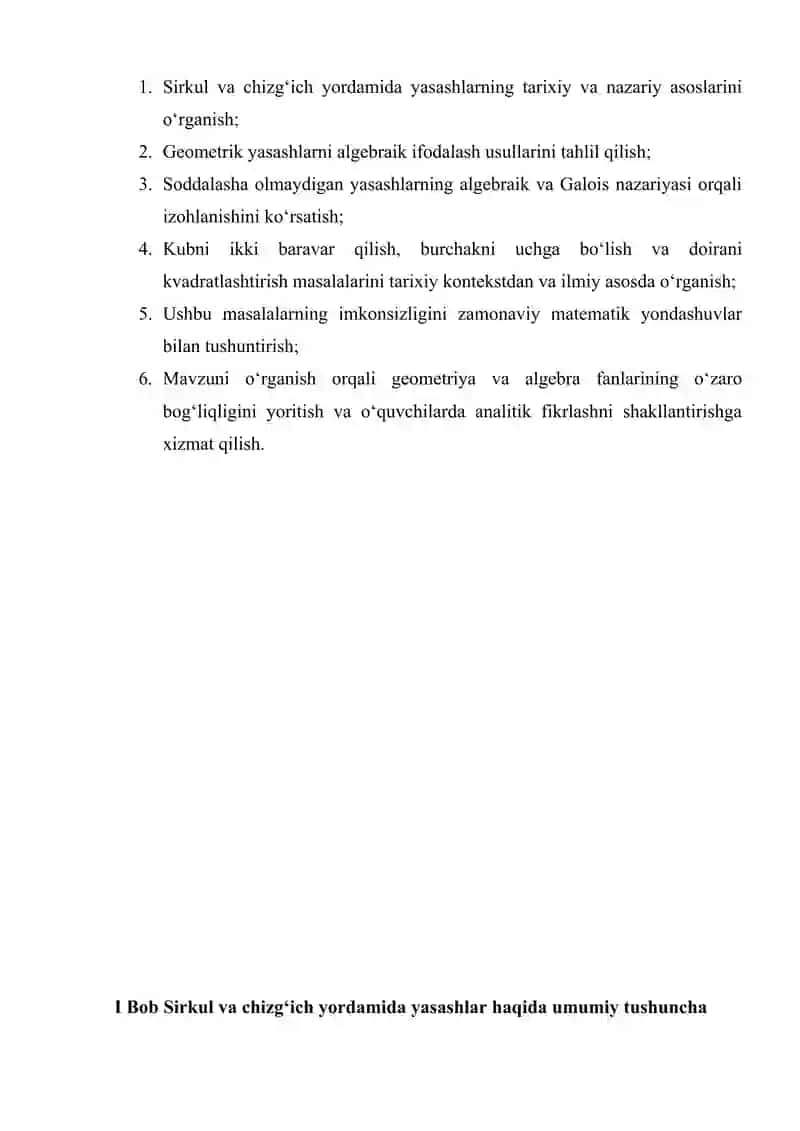 Sirkul va chizgʻich yordamida yasashlarning algebraik metodi.Matematika tarixidagi uch qiziqarli masala. 4