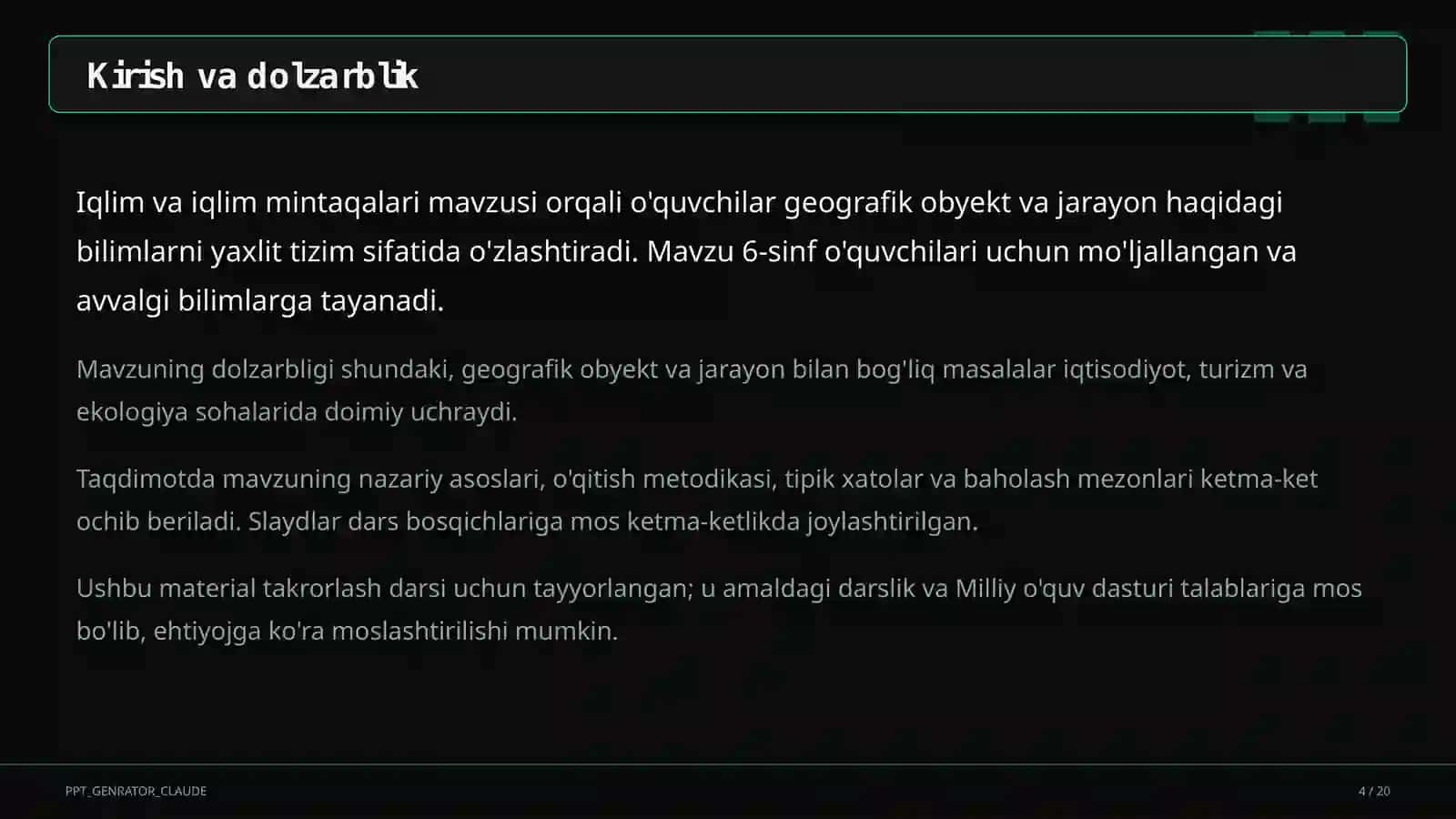 Iqlim va iqlim mintaqalari (6-sinf) 4