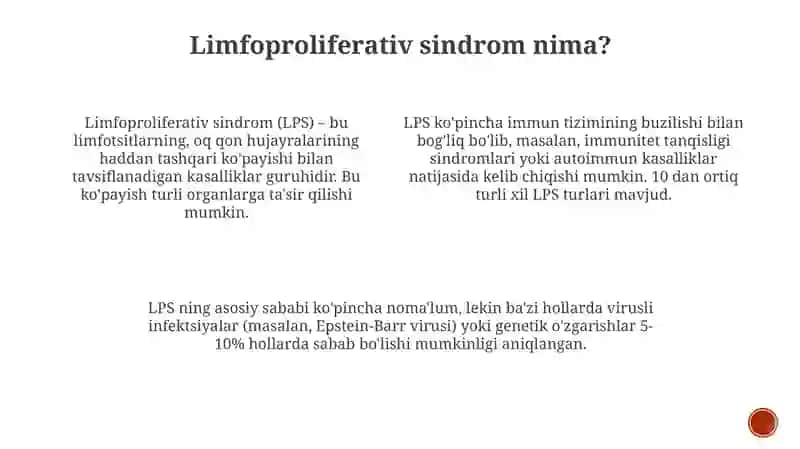 LIMFOPROLIFERATIV SINDROM Davolash, asoratlar 4
