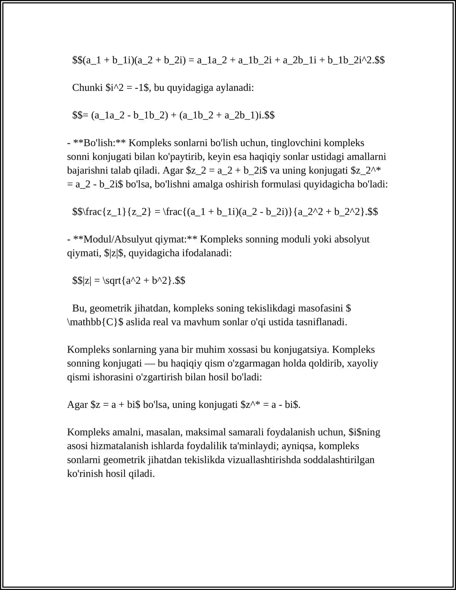 Kompleks Sonlar 4