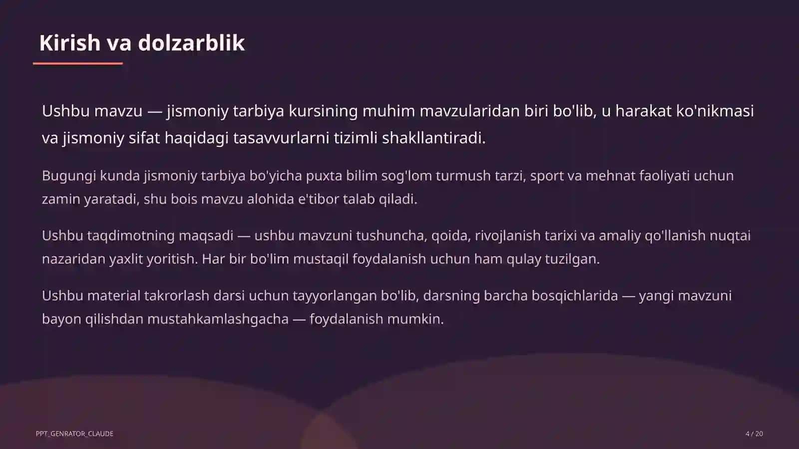 Chidamlilikni rivojlantirish: uzoq masofaga yugurish (7-sinf) 4