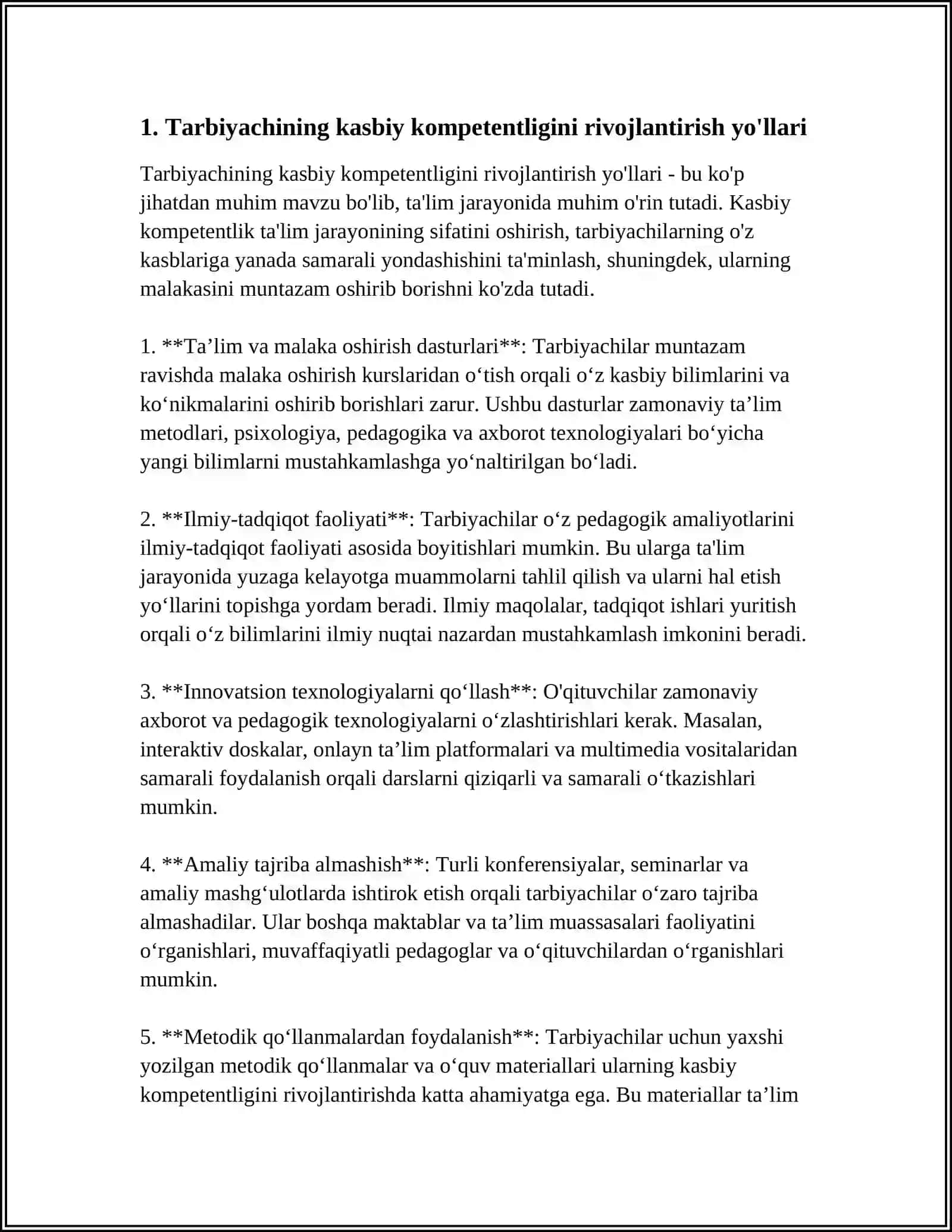 Tarbiyachi shaxsida ijtimoiy munosabatlarni rivojlantirishga oid kasbiy kompetentlikni rivojlantirishi 4