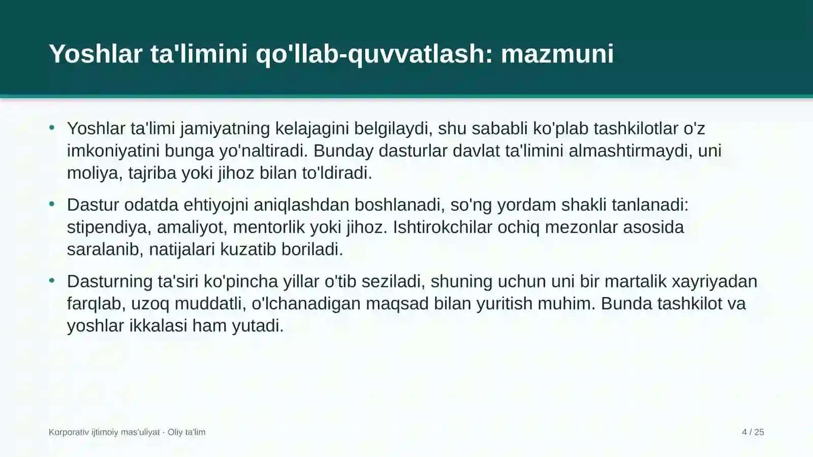 dasturiy ta'minotni testlash sohasida yoshlar ta'limini qo'llab quvvatlash dasturlari 3352 4