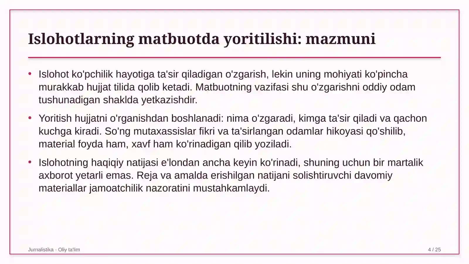 Korrupsiyaga qarshi kurashish organlarida islohotlarning matbuotda yoritilishi 4