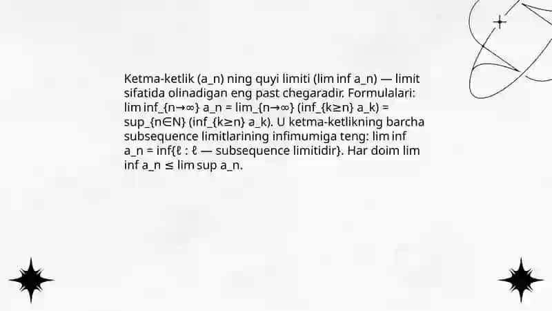 Ketma-ketlikning yuqori va quyi limitlari 4