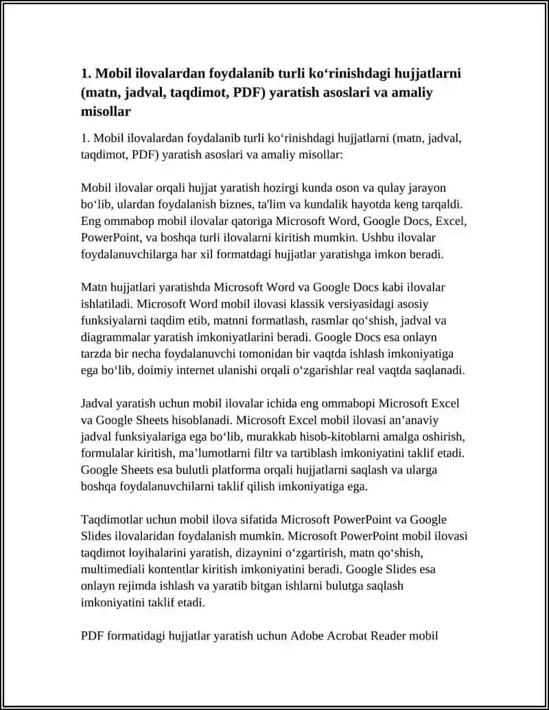 Mobil Ilovalardan Foydalanib Har Xil Ko’rinishdagi HujjatLarni Yaratish 4
