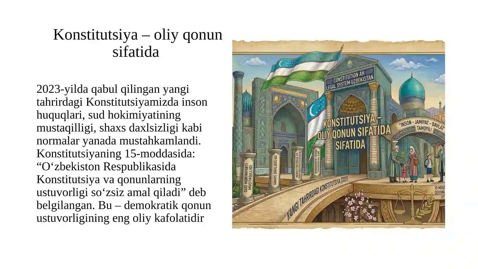 O‘zbekistonda qonun ustuvorligini ta’minlashning demokratik asoslari. 4