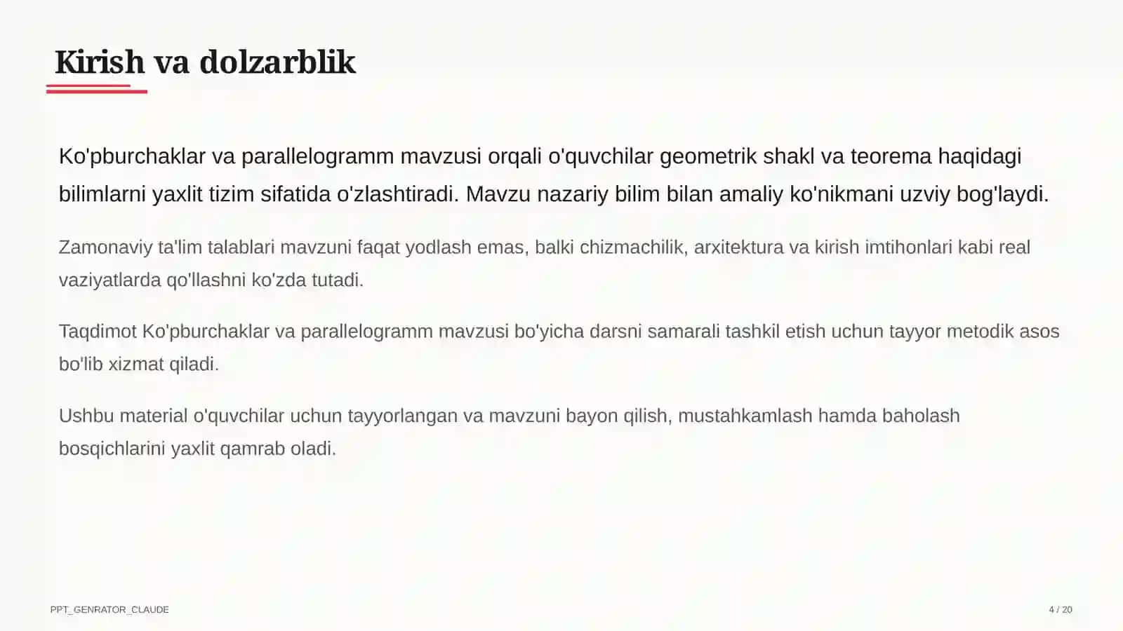 Ko'pburchaklar va parallelogramm (8-sinf) 4
